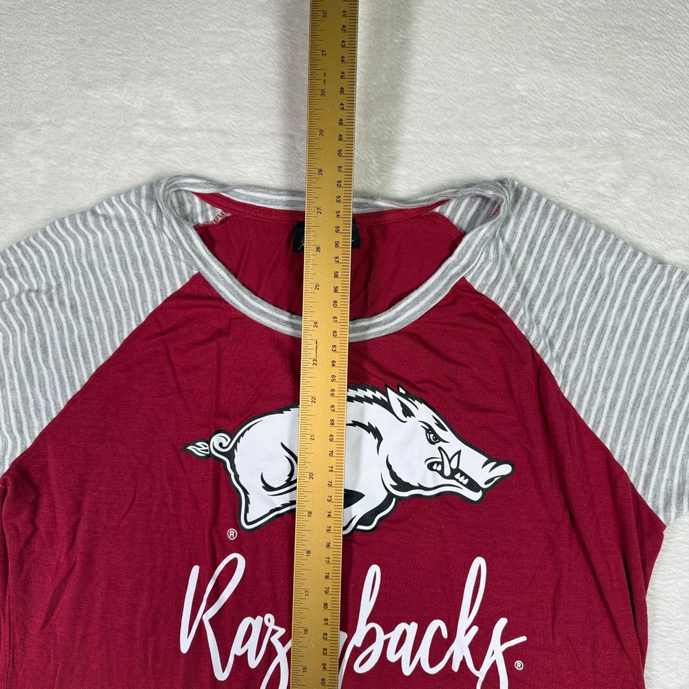 Gameday Couture Arkansas Razorbacks Womens Large Ringer Tee Shirt Red Gray - Picture 5 of 6